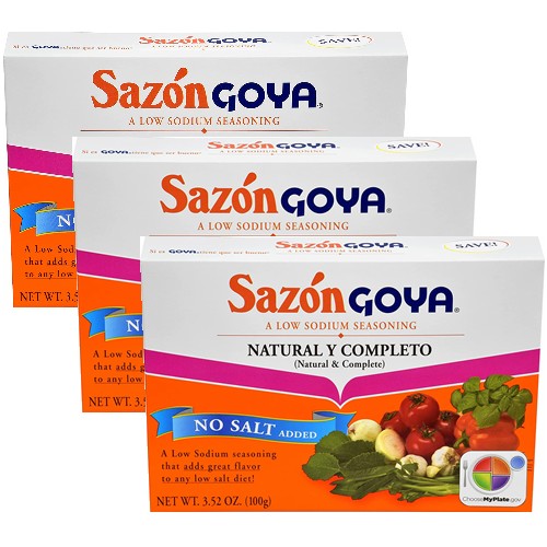 Sazon Goya Low Sodium Seasoning  3.52 Oz Pack of 3